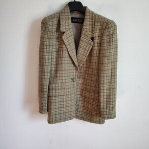 Ladies Petite SZ 2P Ellen Tracy Green Plaid Jacket